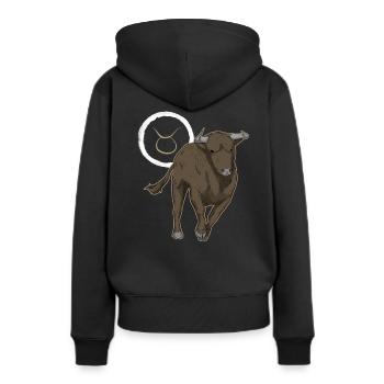 Sternzeichen Stier Taurus - Frauen Premium Bio Hoodie - Schwarz - Hinten - Julia (174cm)