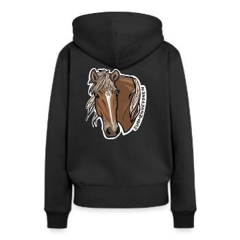 Finnisches Pferd - Frauen Premium Bio Hoodie - Schwarz - Hinten - Julia (174cm)