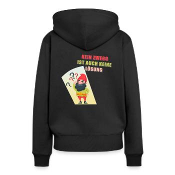 KEIN ZWERG IST AUCH KEINE LÖSUNG - Frauen Premium Bio Hoodie - Schwarz - Hinten - Julia (174cm)