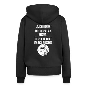 JA, ICH BIN GROSS - ICH SPIELE VOLLEYBALL - Frauen Premium Bio Hoodie - Schwarz - Hinten - Julia (174cm)