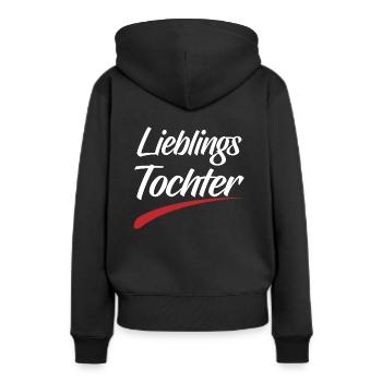 LIEBLINGSTOCHTER - Frauen Premium Bio Hoodie - Schwarz - Hinten - Julia (174cm)