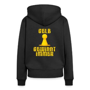 GESELLSCHAFTSSPIELE SPIELEABEND GESCHENK - Frauen Premium Bio Hoodie - Schwarz - Hinten - Julia (174cm)