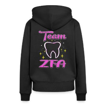 TEAM ZFA - Frauen Premium Bio Hoodie - Schwarz - Hinten - Julia (174cm)