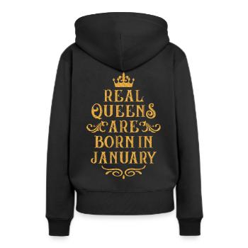 January born birthday Aquarius Capricorn - Women’s Premium Organic Hoodie - black - Back - Julia (174cm)