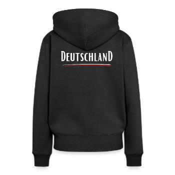 Deutschland-Heimat-Statement - Frauen Premium Bio Hoodie - Schwarz - Hinten - Julia (174cm)