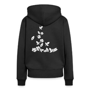 Blätter - Frauen Premium Bio Hoodie - Schwarz - Hinten - Julia (174cm)