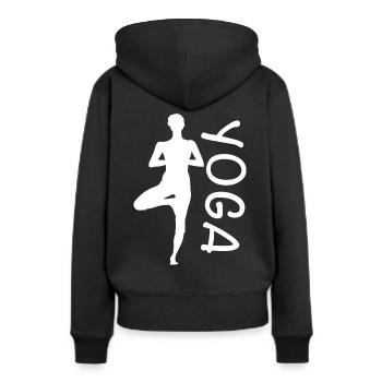 Yoga exercise for a workout - Women’s Premium Organic Hoodie - black - Back - Julia (174cm)