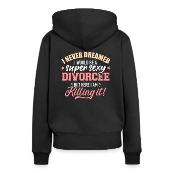 Scheidung - Frauen Premium Bio Hoodie - Schwarz - Hinten - Julia (174cm)