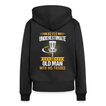 Frisbee - Frauen Premium Bio Hoodie - Schwarz - Hinten - Julia (174cm)