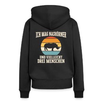Nashorn Nashörner Tier - Frauen Premium Bio Hoodie - Schwarz - Hinten - Julia (174cm)
