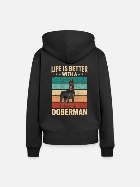 Dobermann Pinscher Hund - Frauen Premium Bio Hoodie - Schwarz