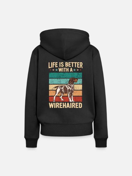 Deutsch Drahthaar Hund - Frauen Premium Bio Hoodie - Schwarz