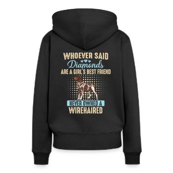 Deutsch Drahthaar Hund - Frauen Premium Bio Hoodie - Schwarz - Hinten - Julia (174cm)