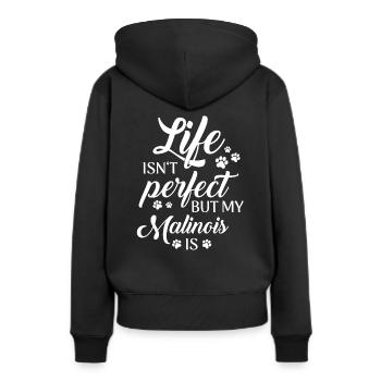 Malinois Hund - Frauen Premium Bio Hoodie - Schwarz - Hinten - Julia (174cm)