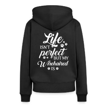 Deutsch Drahthaar Hund - Frauen Premium Bio Hoodie - Schwarz - Hinten - Julia (174cm)