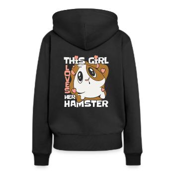 Hamster - Frauen Premium Bio Hoodie - Schwarz - Hinten - Julia (174cm)