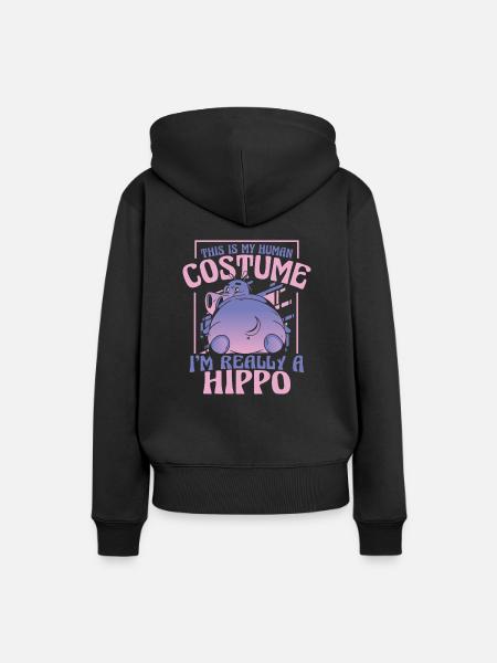 Nilpferd - Frauen Premium Bio Hoodie - Schwarz