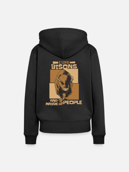 Bison Büffel Bulle Buffalo Bisons - Frauen Premium Bio Hoodie - Schwarz