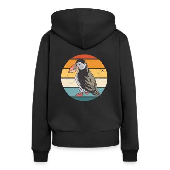 Macareux Oiseaux de mer Macareux - Sweat à capuche Premium bio Femme - noir - Dos - Julia (174cm)