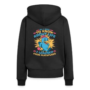 Ornithorynque - Sweat à capuche Premium bio Femme - noir - Dos - Julia (174cm)