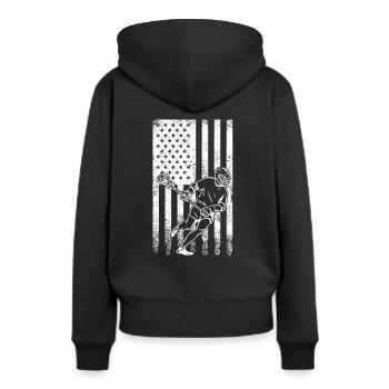 Lacrosse Sport Lacrosse Spieler - Frauen Premium Bio Hoodie - Schwarz - Hinten - Julia (174cm)