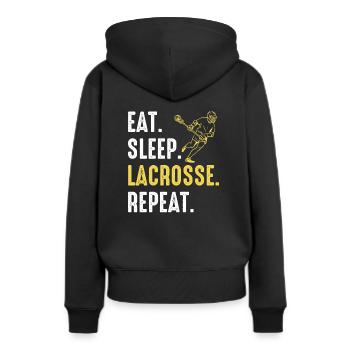 Lacrosse Sport Lacrosse Spieler - Frauen Premium Bio Hoodie - Schwarz - Hinten - Julia (174cm)