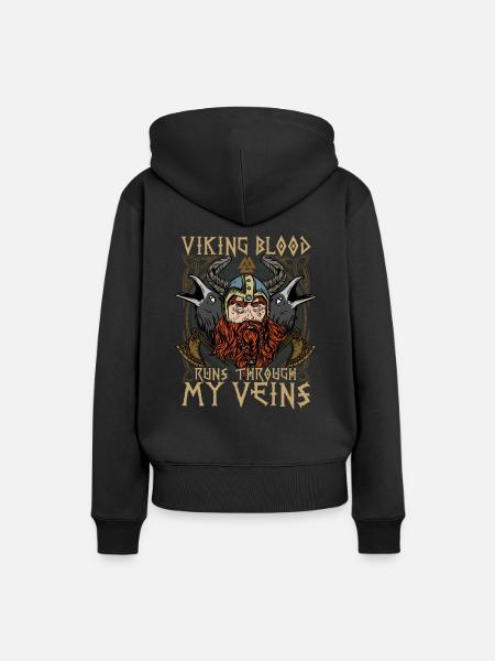 Camiseta de sangre vikinga para el orgulloso Nordmann - Dame Premium hoodie, økologisk bomuld - sort