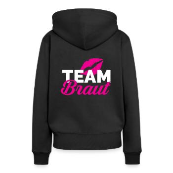 Team Braut - Frauen Premium Bio Hoodie - Schwarz - Hinten - Julia (174cm)
