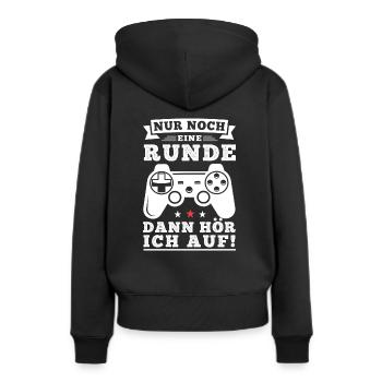 Nur noch eine Runde - Zocker - Frauen Premium Bio Hoodie - Schwarz - Hinten - Julia (174cm)