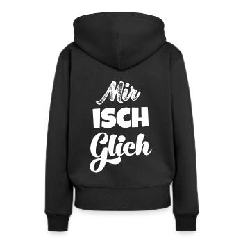Mir isch glich Schweizerdeutsch Schweizer - Frauen Premium Bio Hoodie - Schwarz - Hinten - Julia (174cm)