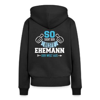 Ehemann - Frauen Premium Bio Hoodie - Schwarz - Hinten - Julia (174cm)