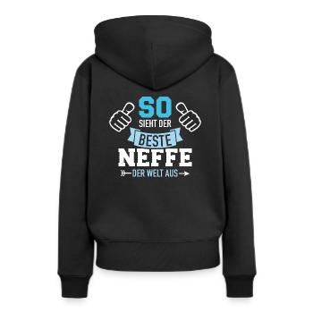 Neffe - Frauen Premium Bio Hoodie - Schwarz - Hinten - Julia (174cm)