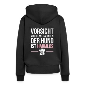 Labrador Fans | Beware of the owner - Women’s Premium Organic Hoodie - black - Back - Julia (174cm)