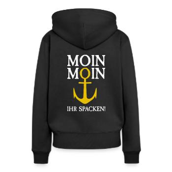 Moin Moin vos secousses | Ancre Allemagne du Nord - Sweat à capuche Premium bio Femme - noir - Dos - Julia (174cm)