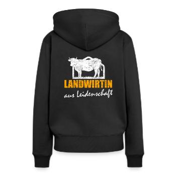 Landwirtin aus Leidenschaft Retro Vintage Kuh - Frauen Premium Bio Hoodie - Schwarz - Hinten - Julia (174cm)