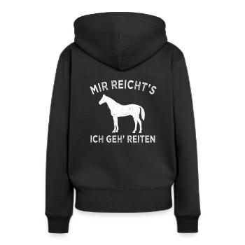 Mir Reichts Ich geh Reiten | Lustiger Pferdespruch - Frauen Premium Bio Hoodie - Schwarz - Hinten - Julia (174cm)