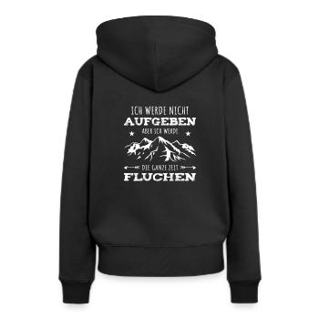 Wander Spruch Wanderung Berge Alpen Urlaub Berg - Frauen Premium Bio Hoodie - Schwarz - Hinten - Julia (174cm)