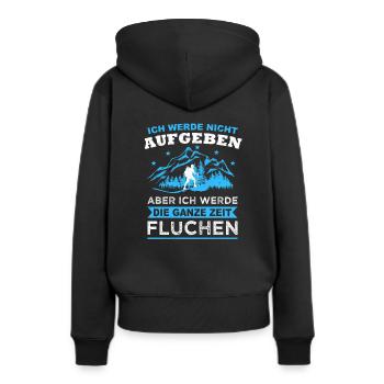 Wandern Nicht Aufgeben Fluchen Wander Spruch Retro - Frauen Premium Bio Hoodie - Schwarz - Hinten - Julia (174cm)