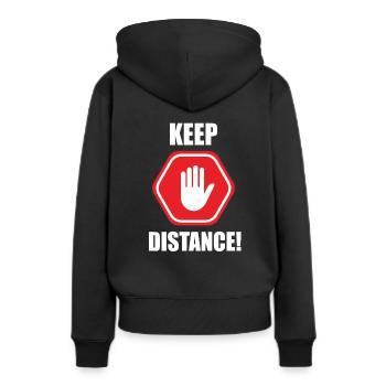 Gardez la distance Attention Attention Attention - Sweat à capuche Premium bio Femme - noir - Dos - Julia (174cm)