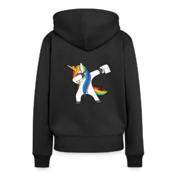 Einhorn Klopapier Dabbing Unicorn Lustiges Motiv - Frauen Premium Bio Hoodie - Schwarz - Hinten - Julia (174cm)