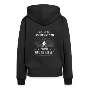 Vertraut mir Ich kenn den Weg Wandern Wander Berge - Frauen Premium Bio Hoodie - Schwarz - Hinten - Julia (174cm)