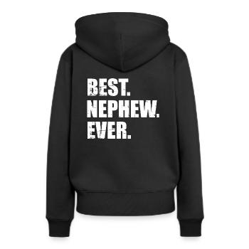 neveu - Sweat à capuche Premium bio Femme - noir - Dos - Julia (174cm)