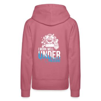 Bien travailler sous pression - plongée - Sweat à capuche Premium bio Femme - mauve - Dos - Isabella (175cm)