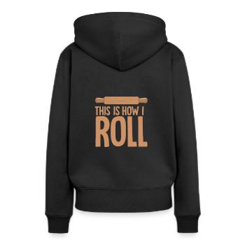 C'est comme ça que je roule - boulangerie - Sweat à capuche Premium bio Femme - noir - Dos - Julia (174cm)