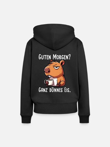 Capybara Guten Morgen Ganz Dünnes Eis - Frauen Premium Bio Hoodie - Schwarz