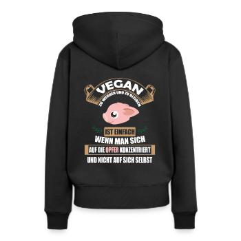 Veganer Vegan Tierschutz Tierrechte Soja Tofu - Frauen Premium Bio Hoodie - Schwarz - Hinten - Julia (174cm)