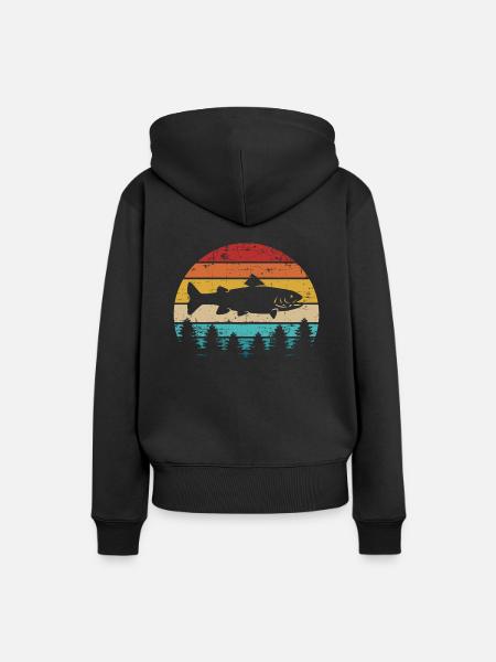 Truite - Sweat à capuche Premium bio Femme - noir