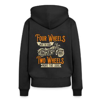 Motorrad Geschenk Zweiräder Motoren lustig - Frauen Premium Bio Hoodie - Schwarz - Hinten - Julia (174cm)