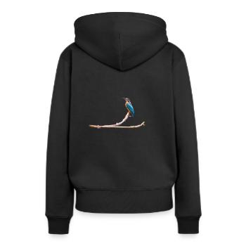 Eisvogel auf Ast - Frauen Premium Bio Hoodie - Schwarz - Hinten - Julia (174cm)