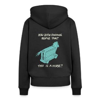 Pferdespruch Shirt - Frauen Premium Bio Hoodie - Schwarz - Hinten - Julia (174cm)